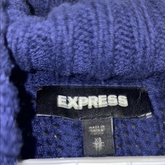 Express Deep Blue Cowl Neck Sweater - Picture 2 of 7
